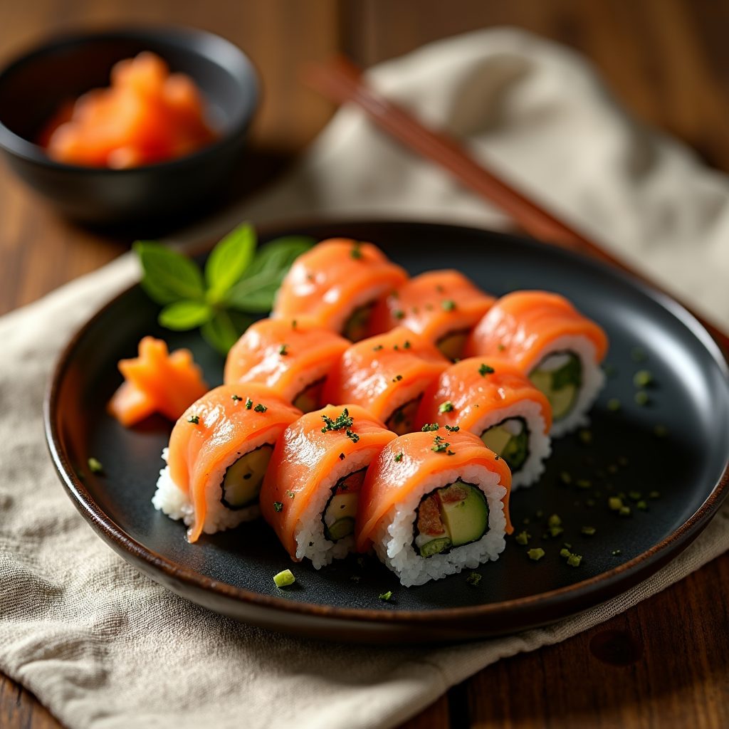 Sushi kosher de salmón